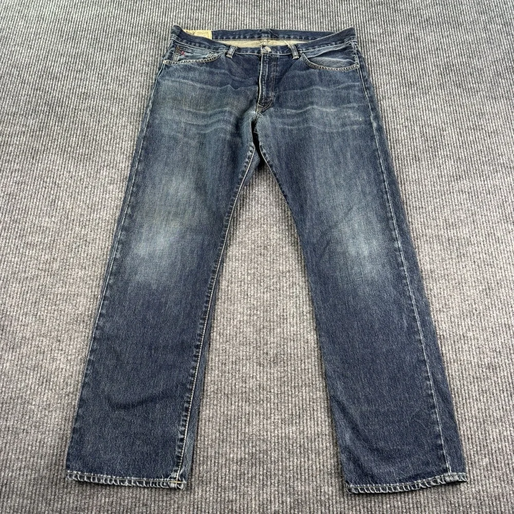 Polo Ralph Lauren Jeans Men 36x32 Antique Indigo Blue 100% Cotton Denim